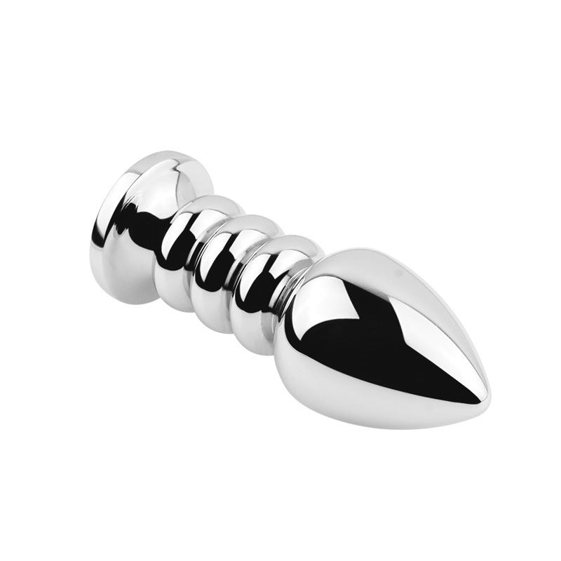 metal three ring butt plug silver polished finish