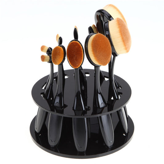 Makeup Brush Holder Organizer | 10-Slot Round Organiser | Black