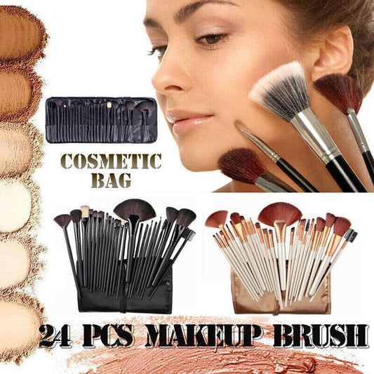 24 Piece Makeup Brush Set with Bag | 5 Colours