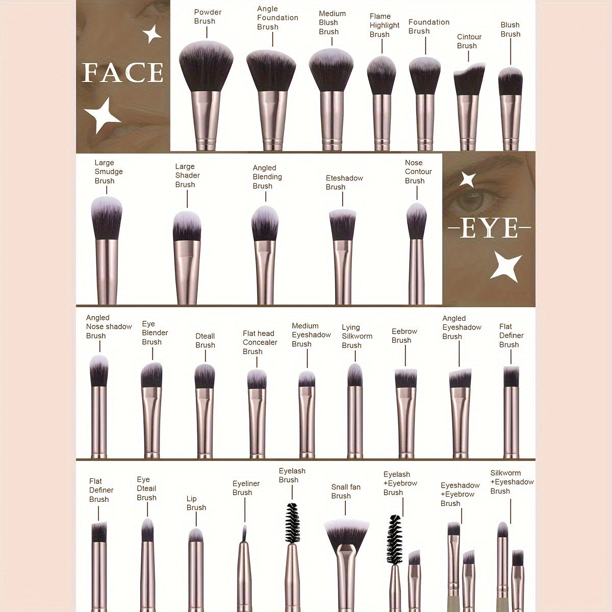 55-piece makeup brush set with sponges