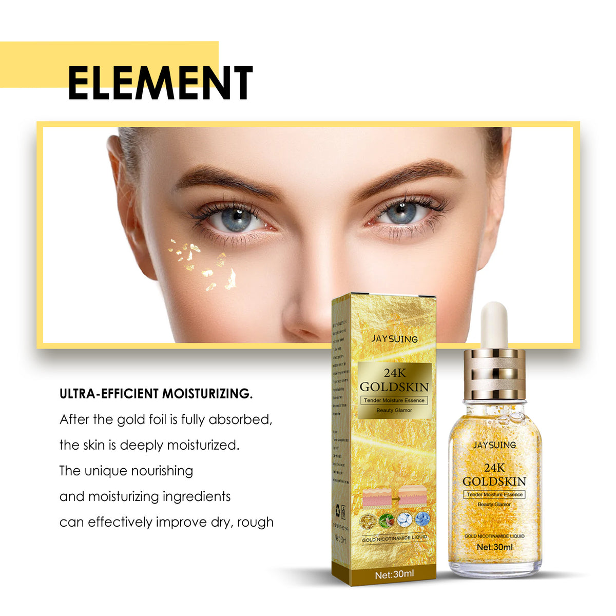 24K gold collagen protein lifting face essence firming formula