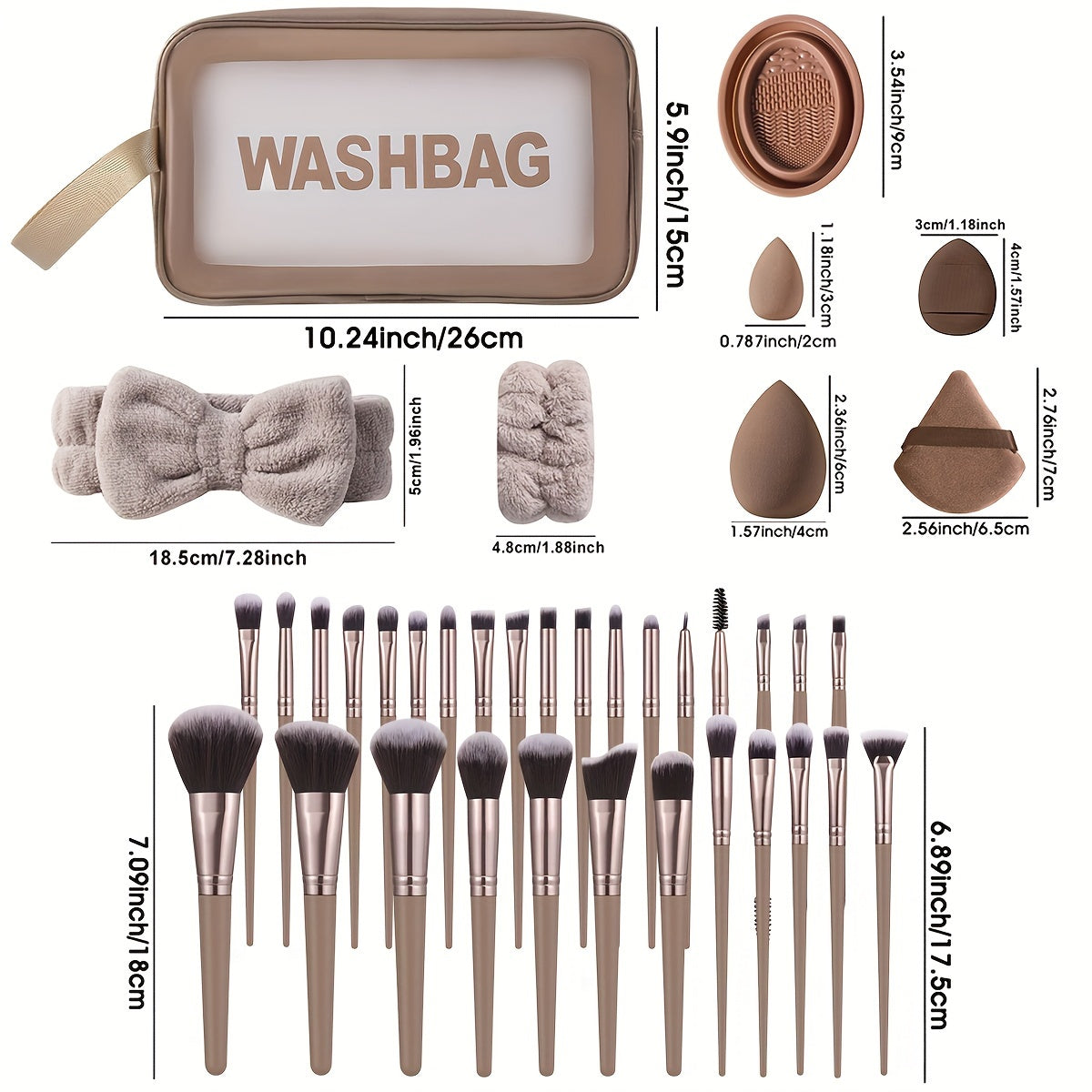 55-piece makeup brush set with sponges