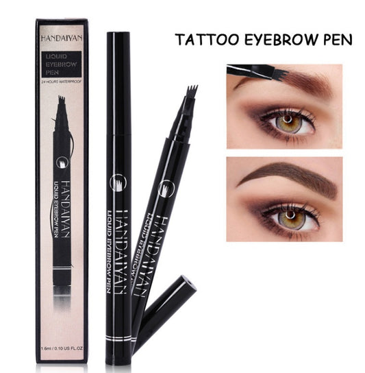waterproof microblading eyebrow pencil in liquid form with fork tip design for defined brows