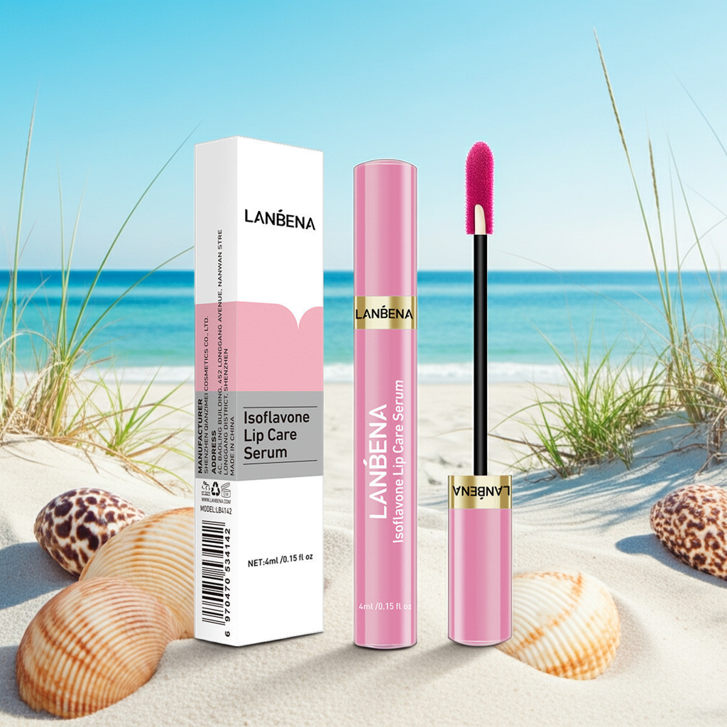 Lip care serum for soft lips LANBENA lifestyle shot Evo Beauty