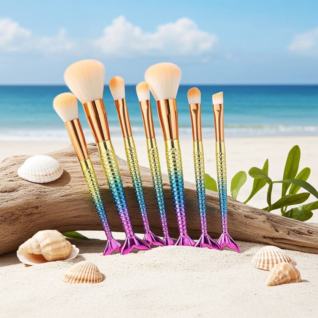 Mermaid Makeup Brushes Set | 10-Piece Professional Beauty Brush Collection - Evo BeautyEvoBeautyLab