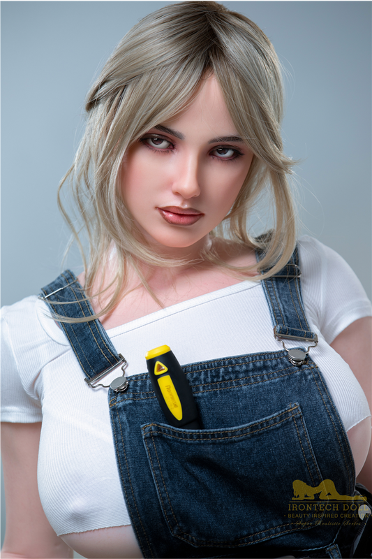 Lifelike silicone sex doll Veronica with blonde hair and realistic facial detailing