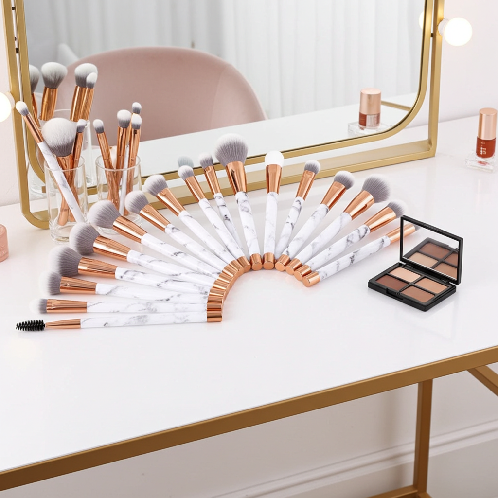 11 Piece Marble Makeup Brush Set | Professional Beauty Kit