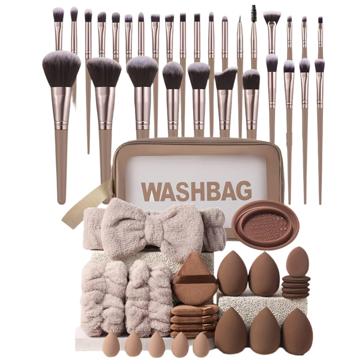 55-piece makeup brush set with sponges