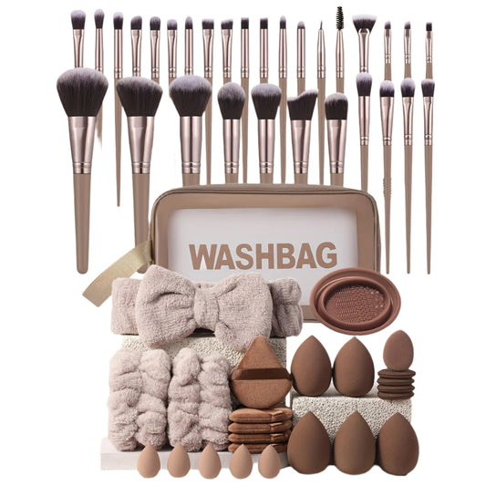 55-piece makeup brush set with sponges