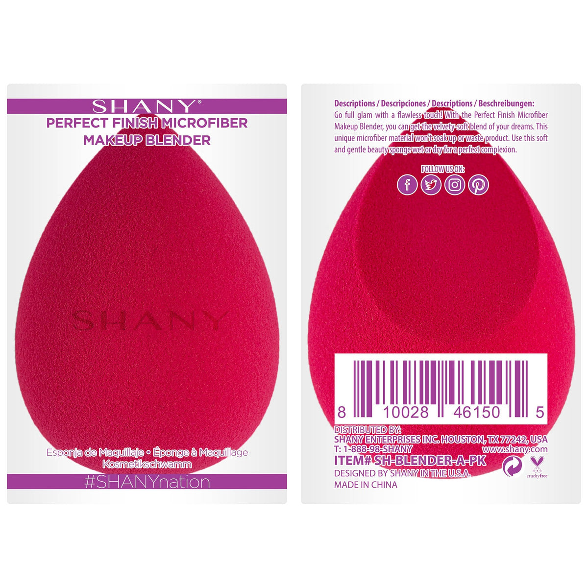 SHANY Perfect Finish Makeup Blender Sponge - Full Size Latex-Free Beauty Sponge Microfiber For Foundation, Beauty Details, and Blending - Pink - SHOP PINK - APPLICATORS - ITEM# SH-BLENDER-A-PK
