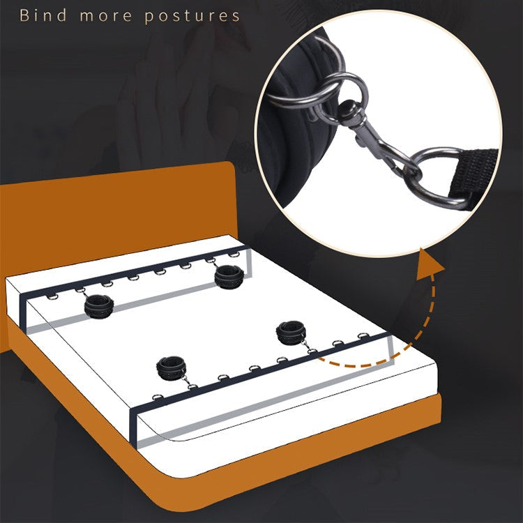 Bed restraints for couples with adjustable buckle positioning system