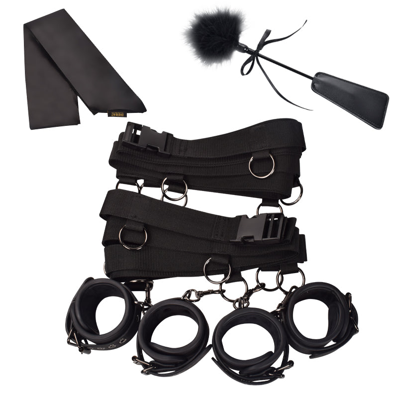 Bed restraints for couples with padded cuffs and soft plush lining