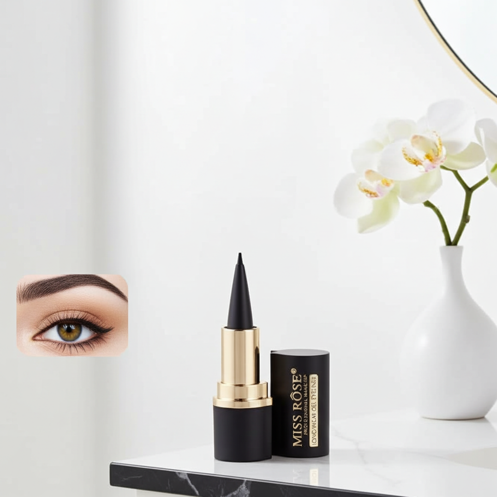 Black waterproof liquid eyeliner precision packaging detail