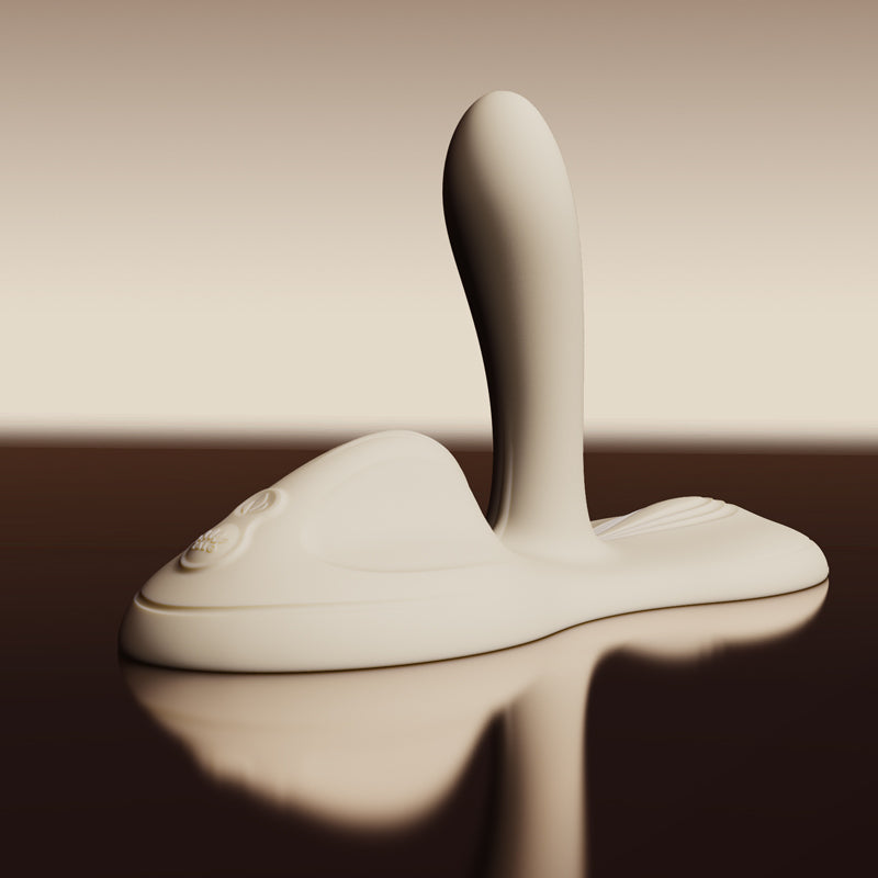 app controlled clit g-spot vibrator ZALO Flora on a reflective surface